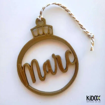 Decoración de Navidad personalizada. Bolas de Navidad con nombre. Kidox, impreso en 3D.